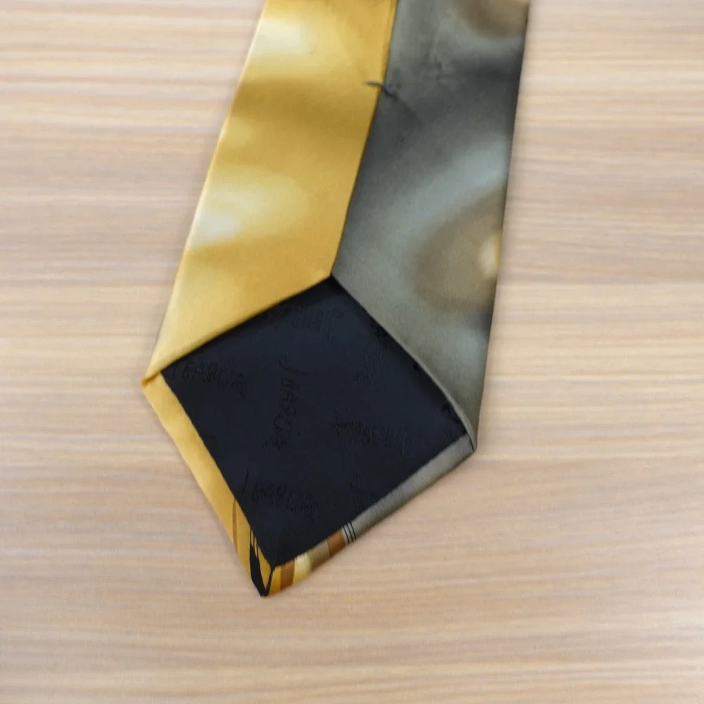 Vintage Silk Tie Mens Gold Gray Psychedelic Art J GARCIA Floating Planes 52